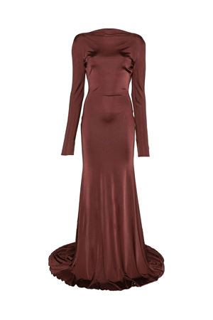 Gather Detail And Open Back Gown DAVID KOMA | PF25DK07DLBURGUNDY